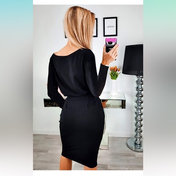 PRETTYGARDEN Fashion Casual Long Sleeve Belted Party Sheath Pencil Dress - Picture 3 of 3